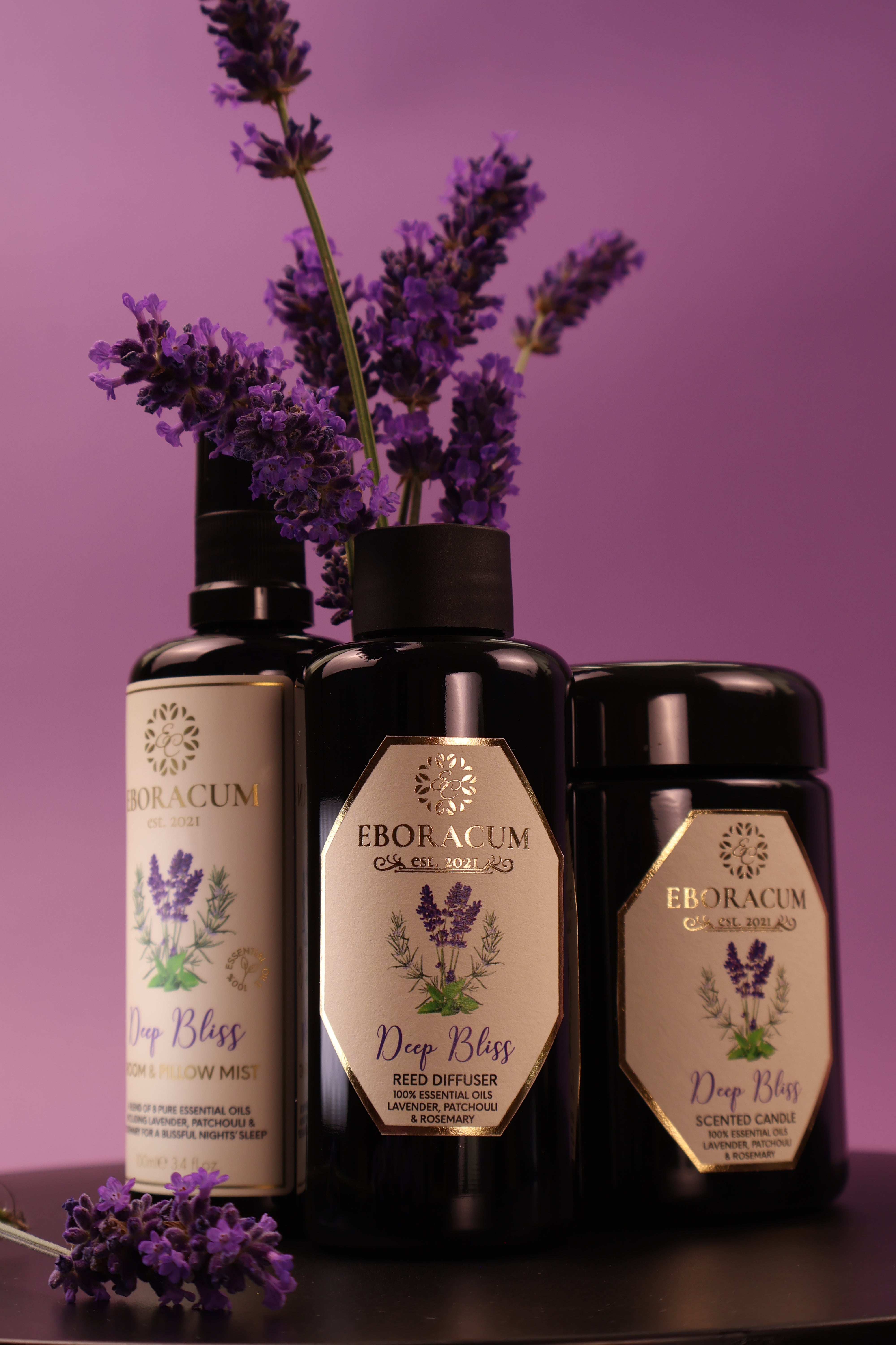 Deep Bliss Essential Oil Candle, Reed Diffuser & Room Spray | Natural Aromatherapy for Better Sleep During Hot Summer Nights