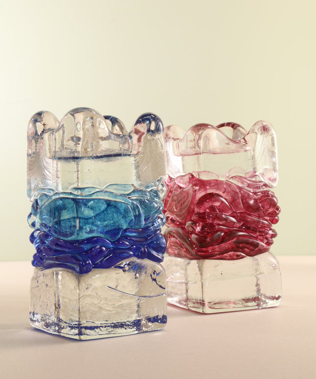 Glass Tealight Holder Blue