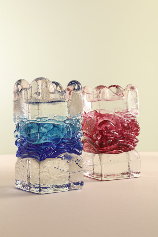 Glass Tealight Holder Blue