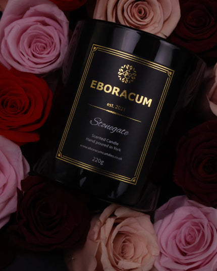 hand poured Stonegate Rose and Patchouli Luxury Candle